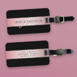 Elegant Blush Faux Roos Gold | Naam en Initiaal Bagagelabel<br><div class="desc">Elegant aangepast monogram.</div>