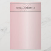 Elegant Blush Faux Roos Gold | Naam en Initiaal Briefpapier (Voorkant)