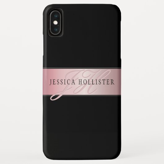 Elegant Blush Faux Roos Gold | Naam en Initiaal Case-Mate iPhone Case (Achterkant)