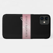 Elegant Blush Faux Roos Gold | Naam en Initiaal Case-Mate iPhone Case (Achterkant (horizontaal))