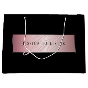 Elegant Blush Faux Roos Gold Naam en Initiaal Groot Cadeauzakje