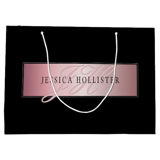 Elegant Blush Faux Roos Gold | Naam en Initiaal Groot Cadeauzakje (Achterkant)