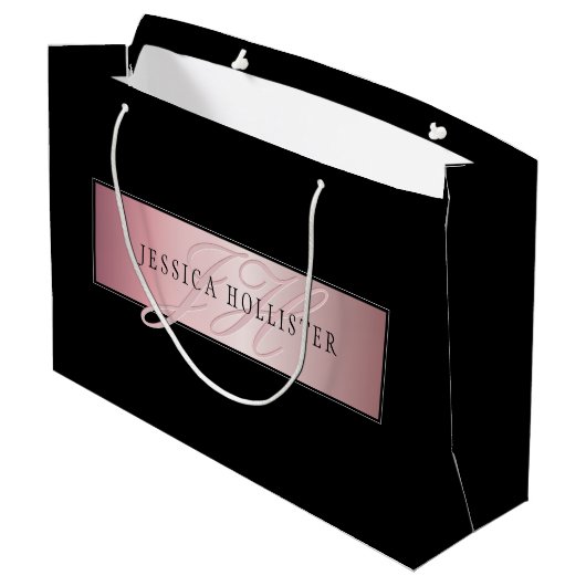 Elegant Blush Faux Roos Gold | Naam en Initiaal Groot Cadeauzakje (Achterkant Gekanteld)