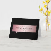 Elegant Blush Faux Roos Gold | Naam en Initiaal Kaart (Gele Bloem)