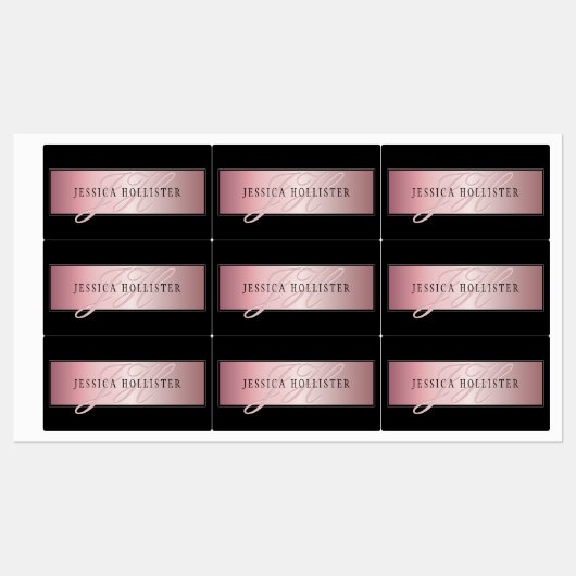 Elegant Blush Faux Roos Gold | Naam en Initiaal Labels (Vel)