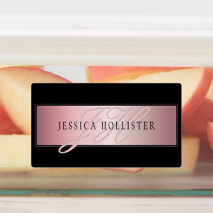 Elegant Blush Faux Roos Gold Naam en Initiaal Labels