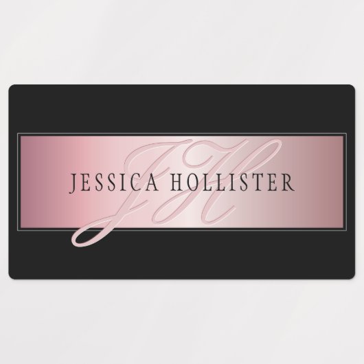 Elegant Blush Faux Roos Gold | Naam en Initiaal Labels (Design 1)