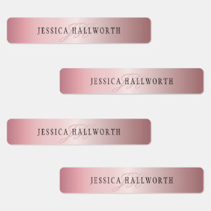 Elegant Blush Faux Roos Gold Naam en Initiaal Labels