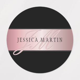 Elegant Blush Faux Roos Gold Naam en Initiaal Labels
