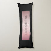 Elegant Blush Faux Roos Gold | Naam en Initiaal Lichaamskussen (Achterkant (Verticaal))