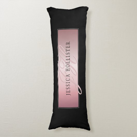 Elegant Blush Faux Roos Gold | Naam en Initiaal Lichaamskussen (Voorkant Verticaal)