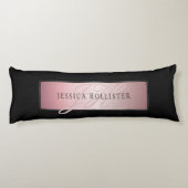 Elegant Blush Faux Roos Gold | Naam en Initiaal Lichaamskussen (Achterkant)