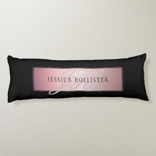 Elegant Blush Faux Roos Gold | Naam en Initiaal Lichaamskussen (Achterkant)