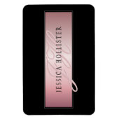 Elegant Blush Faux Roos Gold | Naam en Initiaal Magneet (Verticaal)