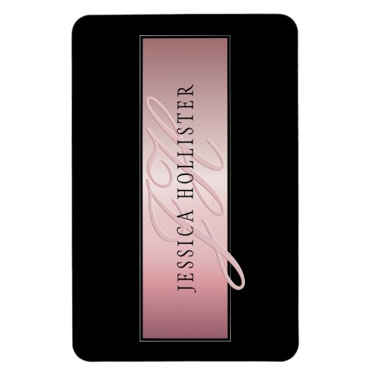 Elegant Blush Faux Roos Gold | Naam en Initiaal Magneet (Verticaal)