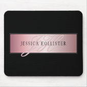 Elegant Blush Faux Roos Gold | Naam en Initiaal Muismat (Voorkant)