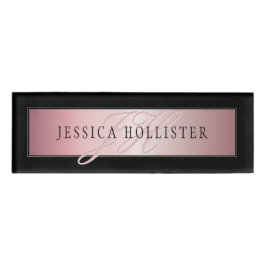 Elegant Blush Faux Roos Gold | Naam en Initiaal Naambadge