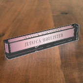 Elegant Blush Faux Roos Gold | Naam en Initiaal Naambordje (Zijkant)