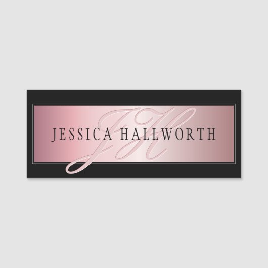 Elegant Blush Faux Roos Gold | Naam en Initiaal Naamplaatje (Voorkant)