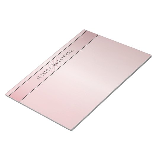 Elegant Blush Faux Roos Gold | Naam en Initiaal Notitieblok (Schuin)