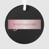 Elegant Blush Faux Roos Gold | Naam en Initiaal Ornament (achterkant)