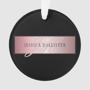 Elegant Blush Faux Roos Gold   Naam en Initiaal Ornament