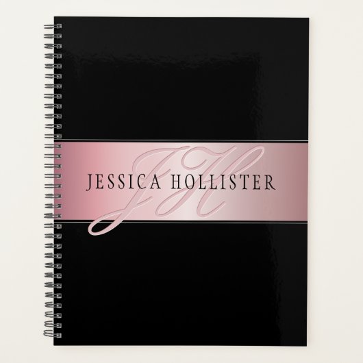 Elegant Blush Faux Roos Gold | Naam en Initiaal Planner (Voorkant)