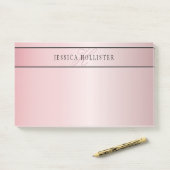 Elegant Blush Faux Roos Gold | Naam en Initiaal Post-it® Notes (Op bureau)