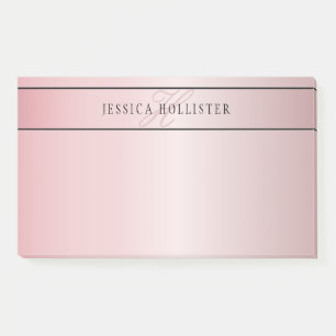 Elegant Blush Faux Roos Gold Naam en Initiaal Post-it® Notes