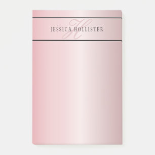 Elegant Blush Faux Roos Gold Naam en Initiaal Post-it® Notes