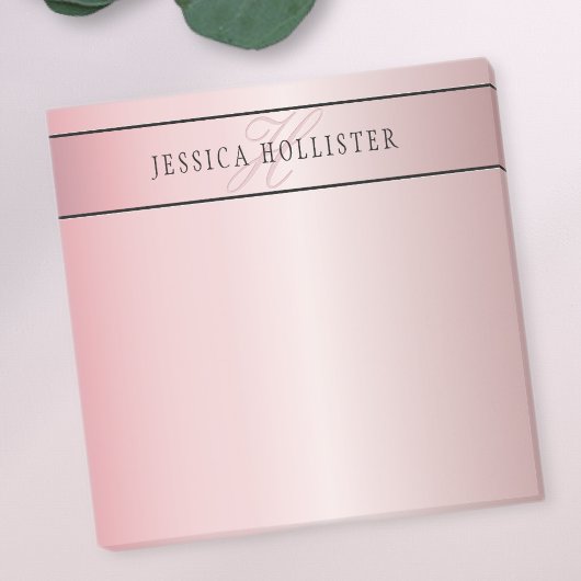 Elegant Blush Faux Roos Gold | Naam en Initiaal Post-it® Notes