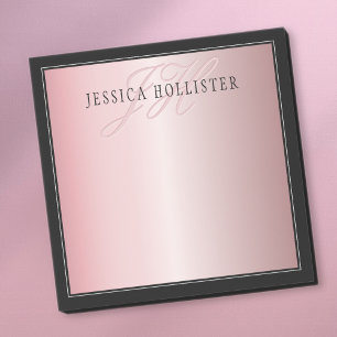 Elegant Blush Faux Roos Gold Naam en Initiaal Post-it® Notes