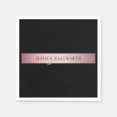 Elegant Blush Faux Roos Gold | Naam en Initiaal Servet (Voorkant)