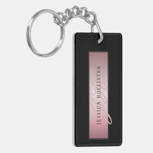 Elegant Blush Faux Roos Gold | Naam en Initiaal Sleutelhanger (Voorkant Links)