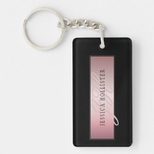 Elegant Blush Faux Roos Gold   Naam en Initiaal Sleutelhanger