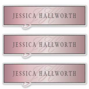 Elegant Blush Faux Roos Gold Naam en Initiaal Sticker