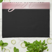 Elegant Blush Faux Roos Gold | Naam en Initiaal Theedoek (Gevouwen)