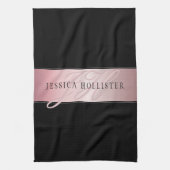 Elegant Blush Faux Roos Gold | Naam en Initiaal Theedoek (Verticaal)