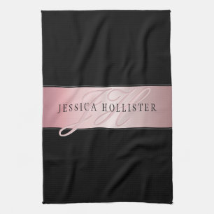 Elegant Blush Faux Roos Gold   Naam en Initiaal Theedoek