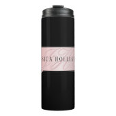 Elegant Blush Faux Roos Gold | Naam en Initiaal Thermosbeker (Voorkant)