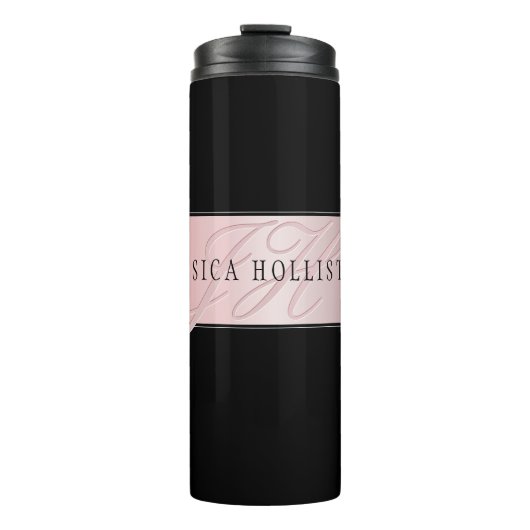 Elegant Blush Faux Roos Gold | Naam en Initiaal Thermosbeker (Voorkant)