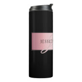 Elegant Blush Faux Roos Gold | Naam en Initiaal Thermosbeker (Gedraaid links)