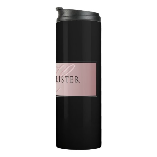 Elegant Blush Faux Roos Gold | Naam en Initiaal Thermosbeker (Geroteerd rechts)