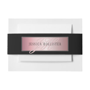 Elegant Blush Faux Roos Gold Naam en Initiaal Uitnodigingen Wikkel