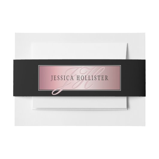 Elegant Blush Faux Roos Gold | Naam en Initiaal Uitnodigingen Wikkel (Voorkant Voorbeeld)