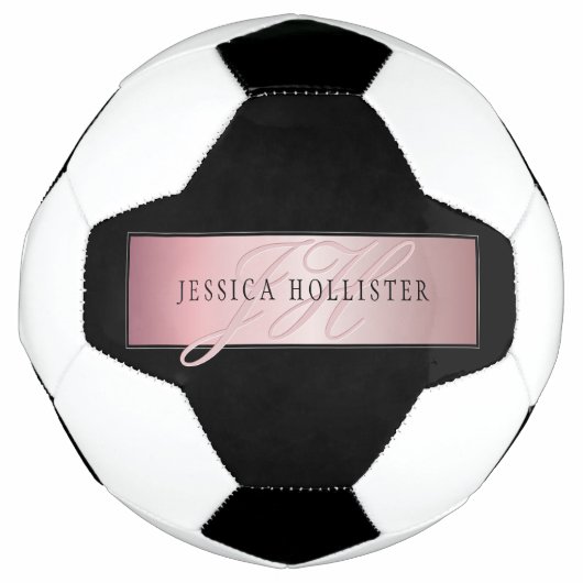 Elegant Blush Faux Roos Gold | Naam en Initiaal Voetbal (Voorkant)