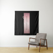 Elegant Blush Faux Roos Gold | Naam en Initiaal Wandkleed (In Situ (horizontaal))