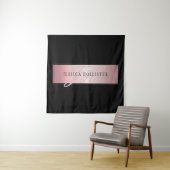 Elegant Blush Faux Roos Gold | Naam en Initiaal Wandkleed (In situ)