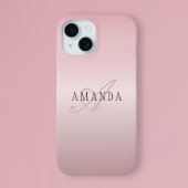 Elegant Blush Faux Roos Gold | Naam en monogram Case-Mate iPhone Case