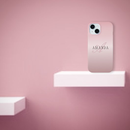 Elegant Blush Faux Roos Gold | Naam en monogram Case-Mate iPhone Case